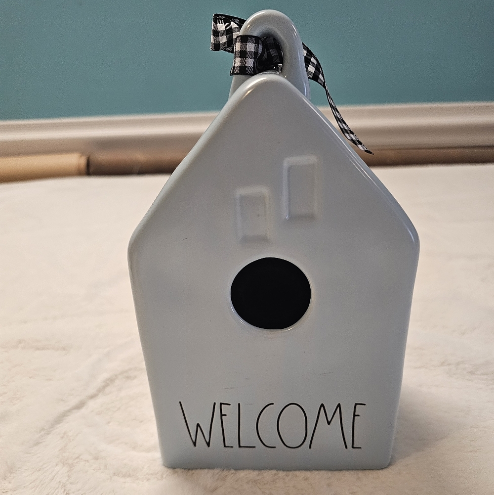 Rae Dunn Light Blue Birdhouse with Black Accents